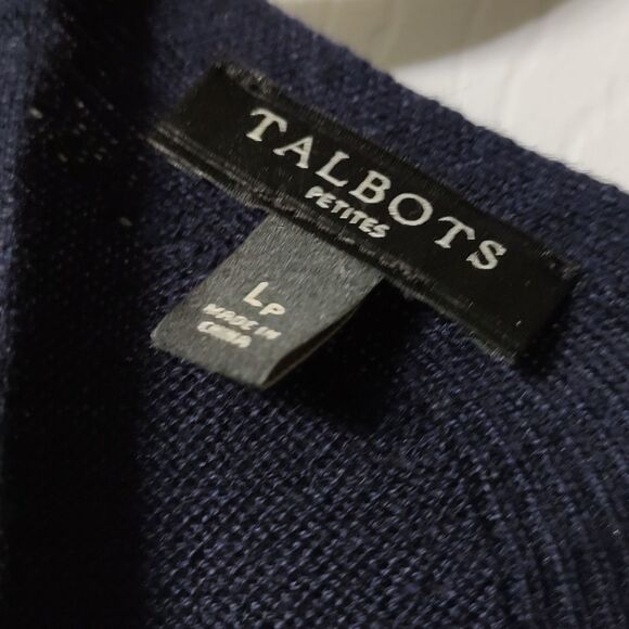 Talbots Petites navy open front cardigan Spring light weight Sz PL - Picture 4 of 5